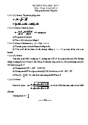 Đề thi học kì I Toán 9 - Đề 3